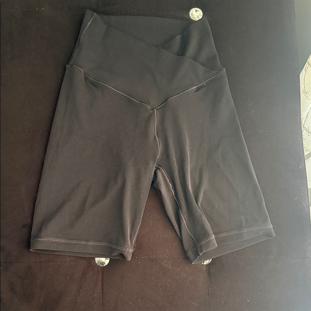 Aerie Black High-Waisted Cross Over Bike Shorts